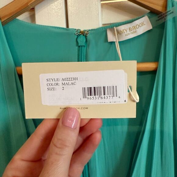 NWT NEW Ramy Brook Rebecca Teal Turquoise High Low Maxi Dress - Picture 8 of 9